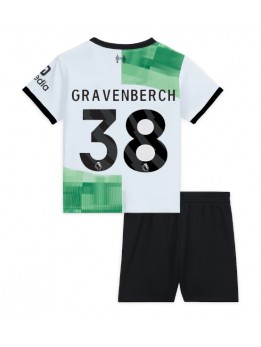 Otroški Nogometna dresi replika Liverpool Ryan Gravenberch #38 Gostujoči 2023-24 Kratek rokav (+ hlače)